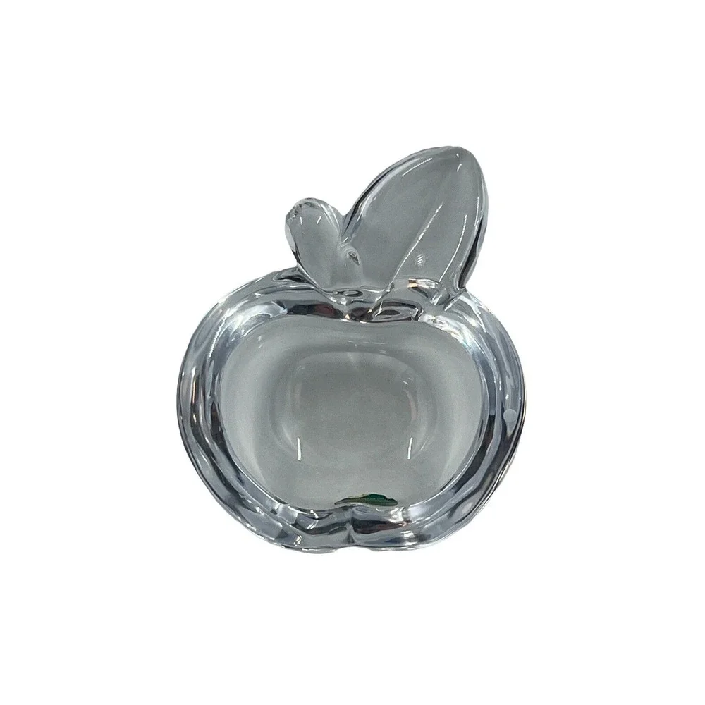 Vintage VANNES‎ LE CHATEL France French Crystal Art Glass Apple Dish Bowl